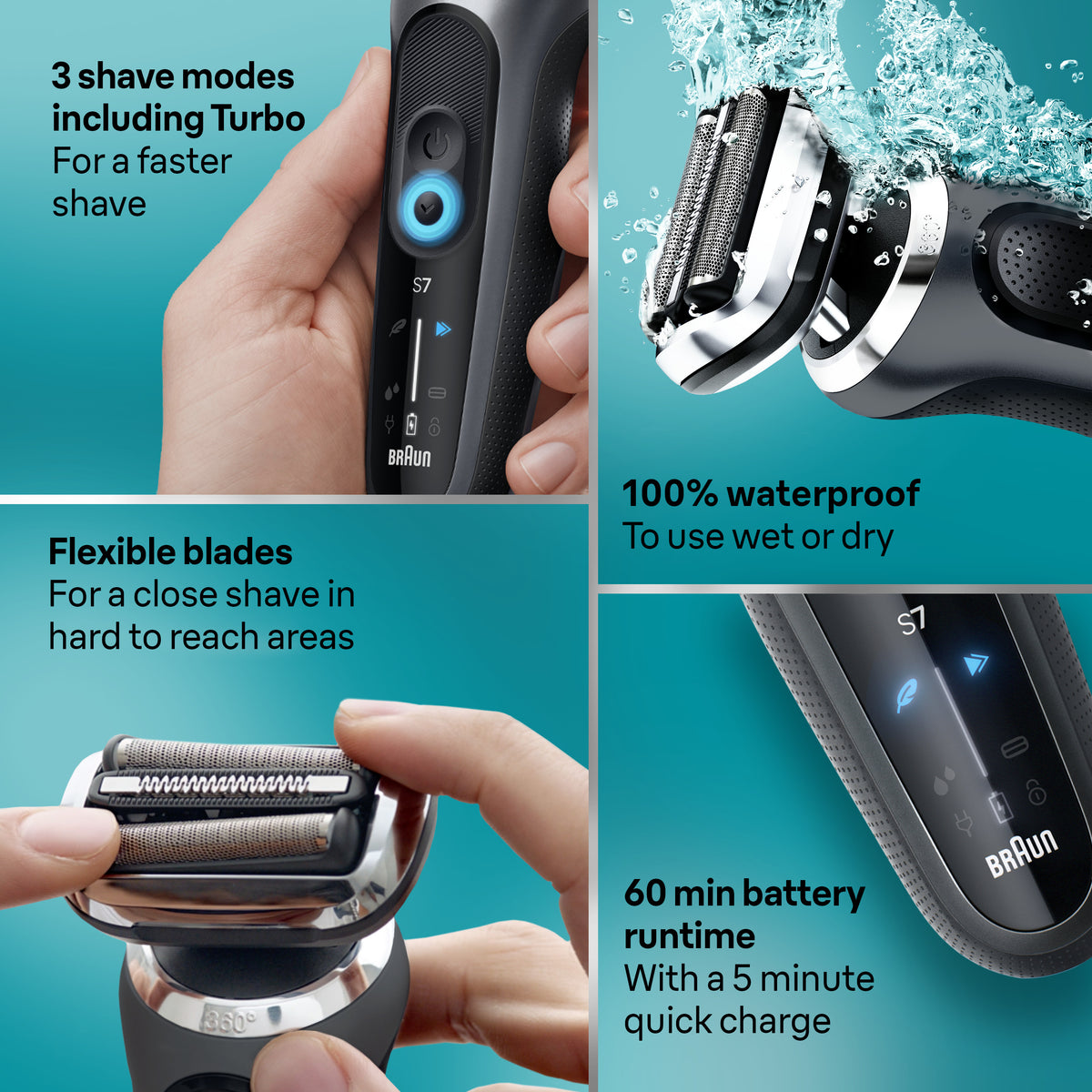 Series 7 7085cc Black Electric Shaver with Stubble Trimmer